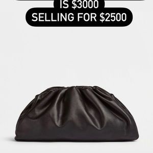 Bottega Venetta classic black lambskin leather pouch size large